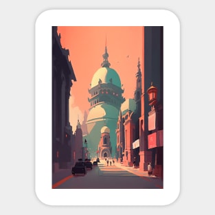 Bangkok Cathedral Watercolor Colorful painting Sticker